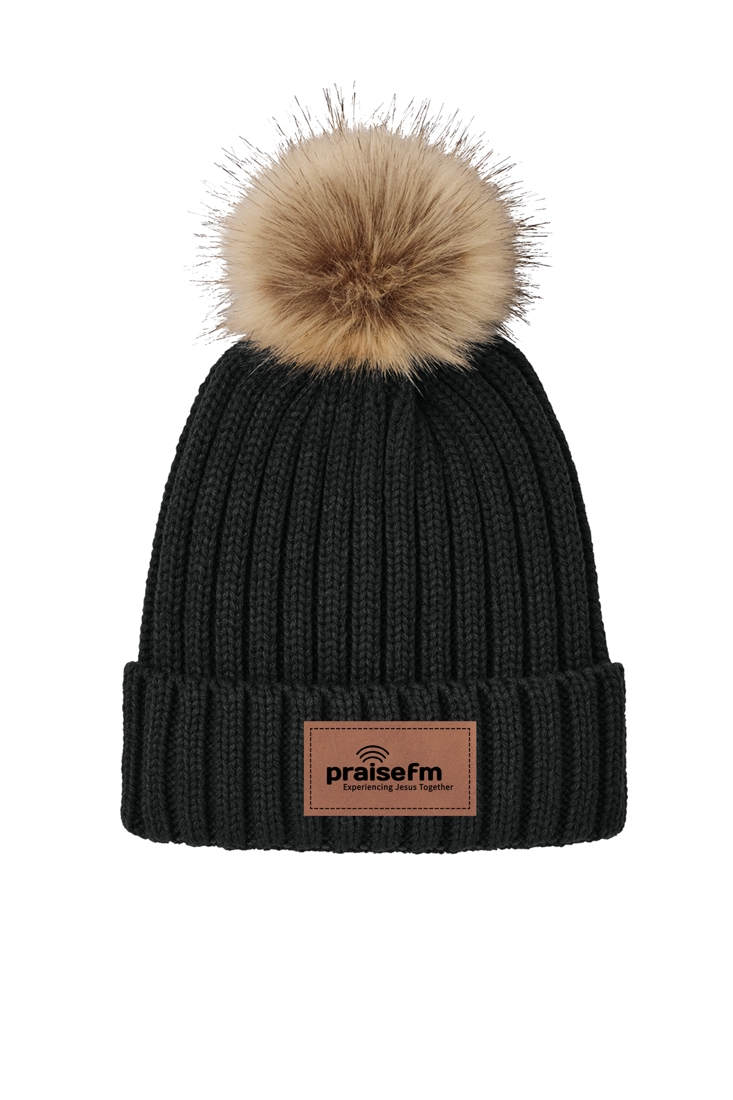 PraiseFM Faux Fur Pom Beanie