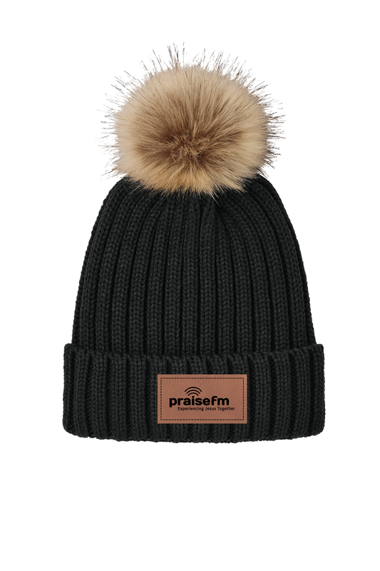 PraiseFM Faux Fur Pom Beanie