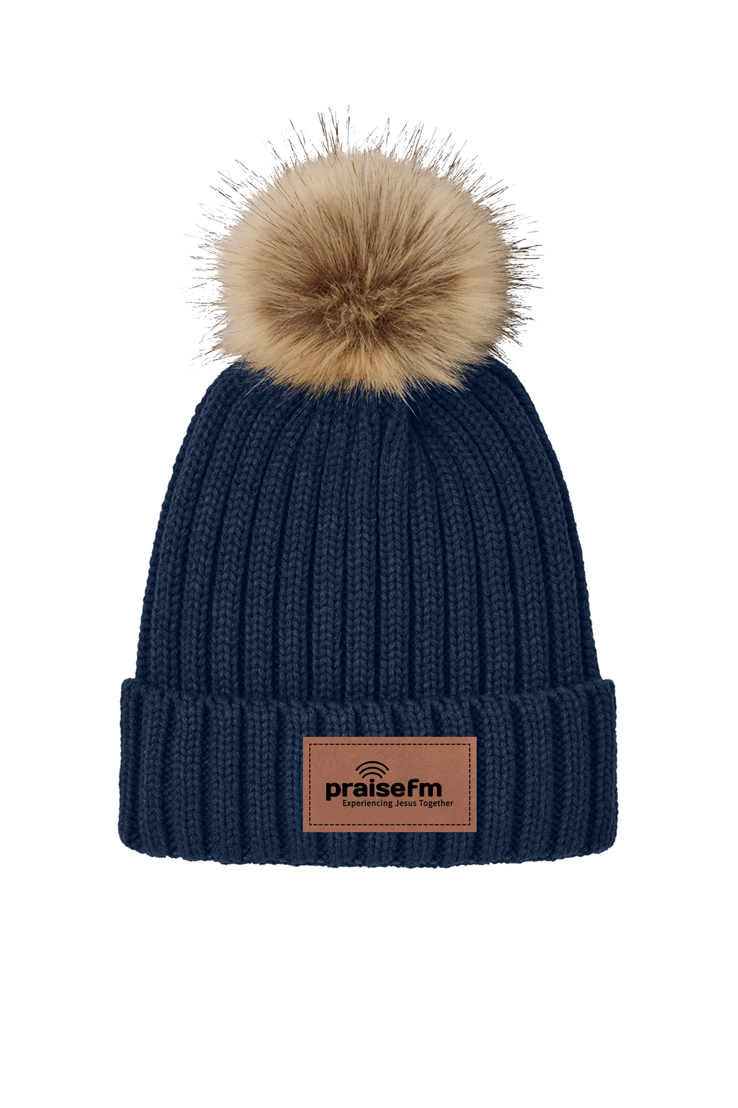 PraiseFM Faux Fur Pom Beanie